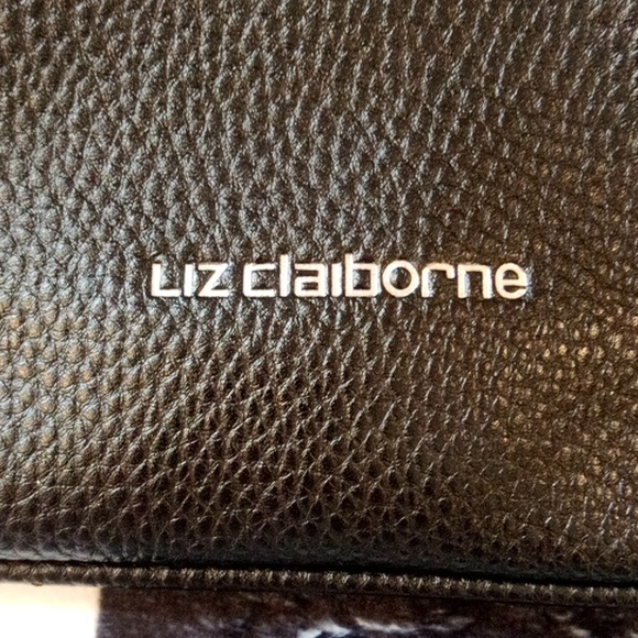 EUC💕 LIZ CLAIBORNE BLACK LEATHER  SATCHEL BAG 14" X 10" - Picture 7 of 11